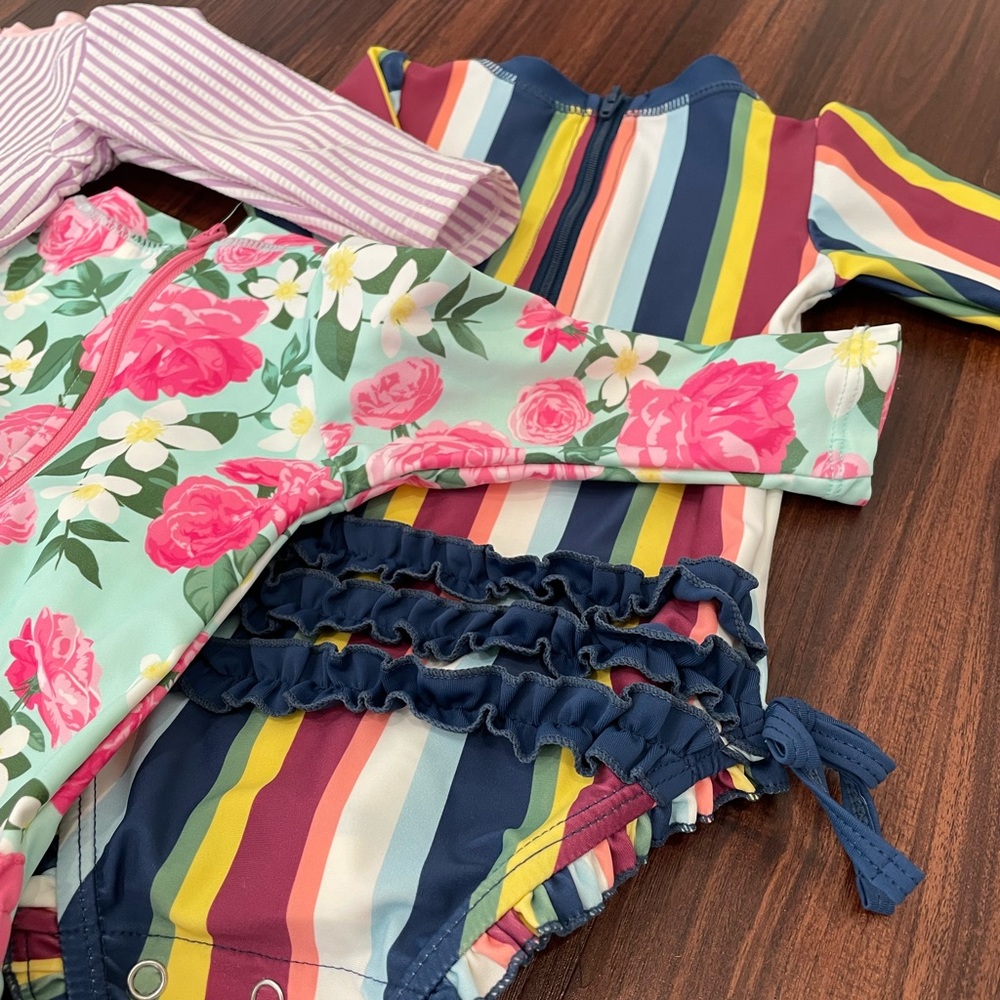 THREE Ruffle Butts Swimsuits 6-12 mo